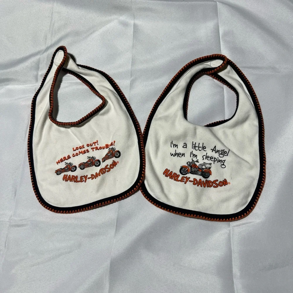 Harley-Davidson White Baby Bib Set